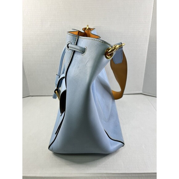 DOONEY & BOURKE Lt Blue Leather Emerson Marlowe Drawstring Bucket Shoulder Bag - Picture 3 of 16
